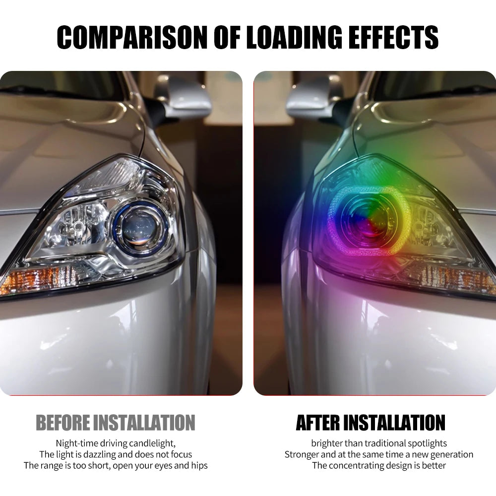 For Bi LED Headlights Projector Lens 2.5 3.0inch Crystal RGB