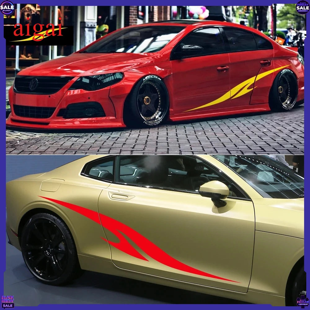 2PCS Racing Sports Sticker Vinyl Side Skirts Decal Funny