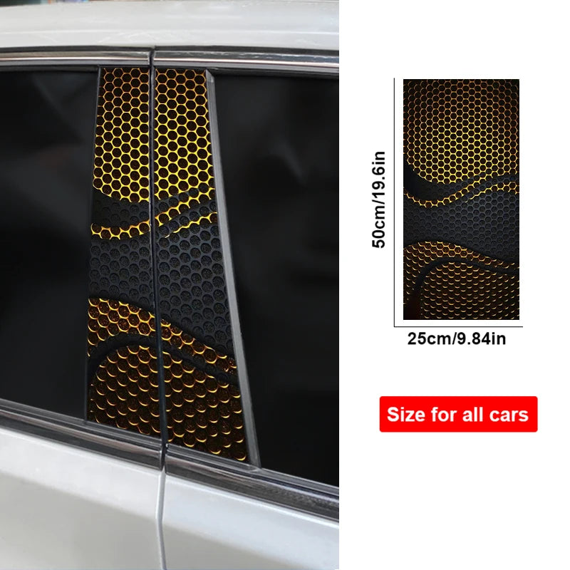 2PCS Cool Colorful Honeycomb Stickers Center Column Image Door