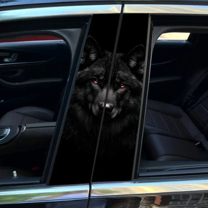 2-piece Strong Wolf Face Vinyl Decal Disposable Exterior Trim