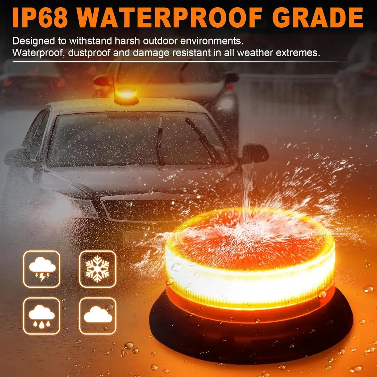 For Vehicles Blue Rotating Flash Amber Roof Safety Emergency
