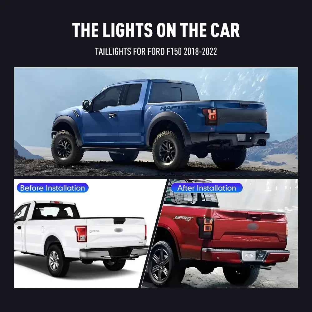 For Ford F150 2018-2022 Drl Reverse Pair Tail Brake Turning