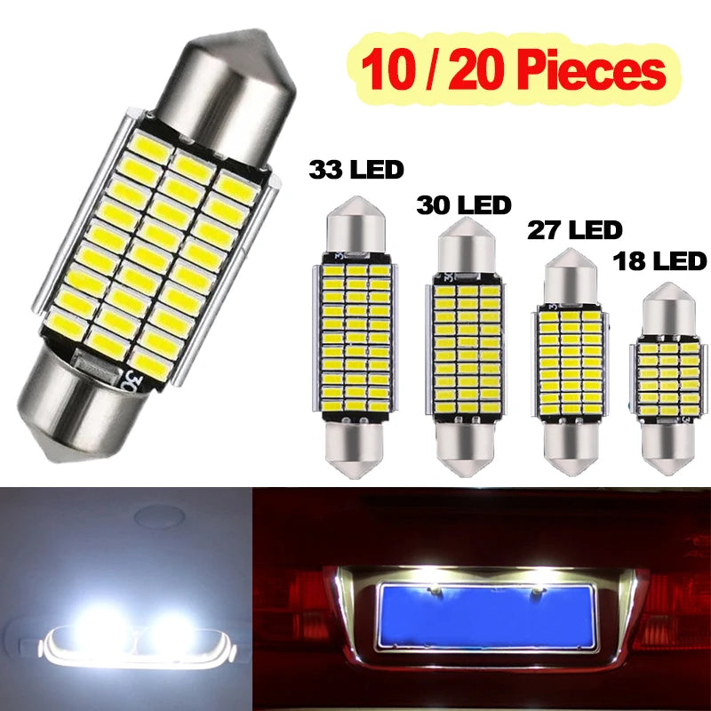 20X White Interior Reading Dome Bulb Super Bright 31MM