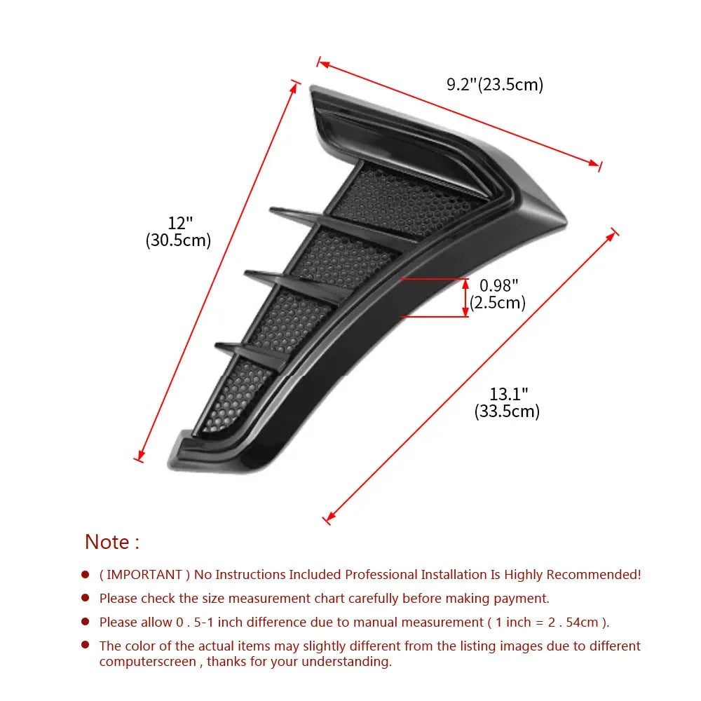 2PCS Side Gills Flow Fender Shark Gill Sticker 3D