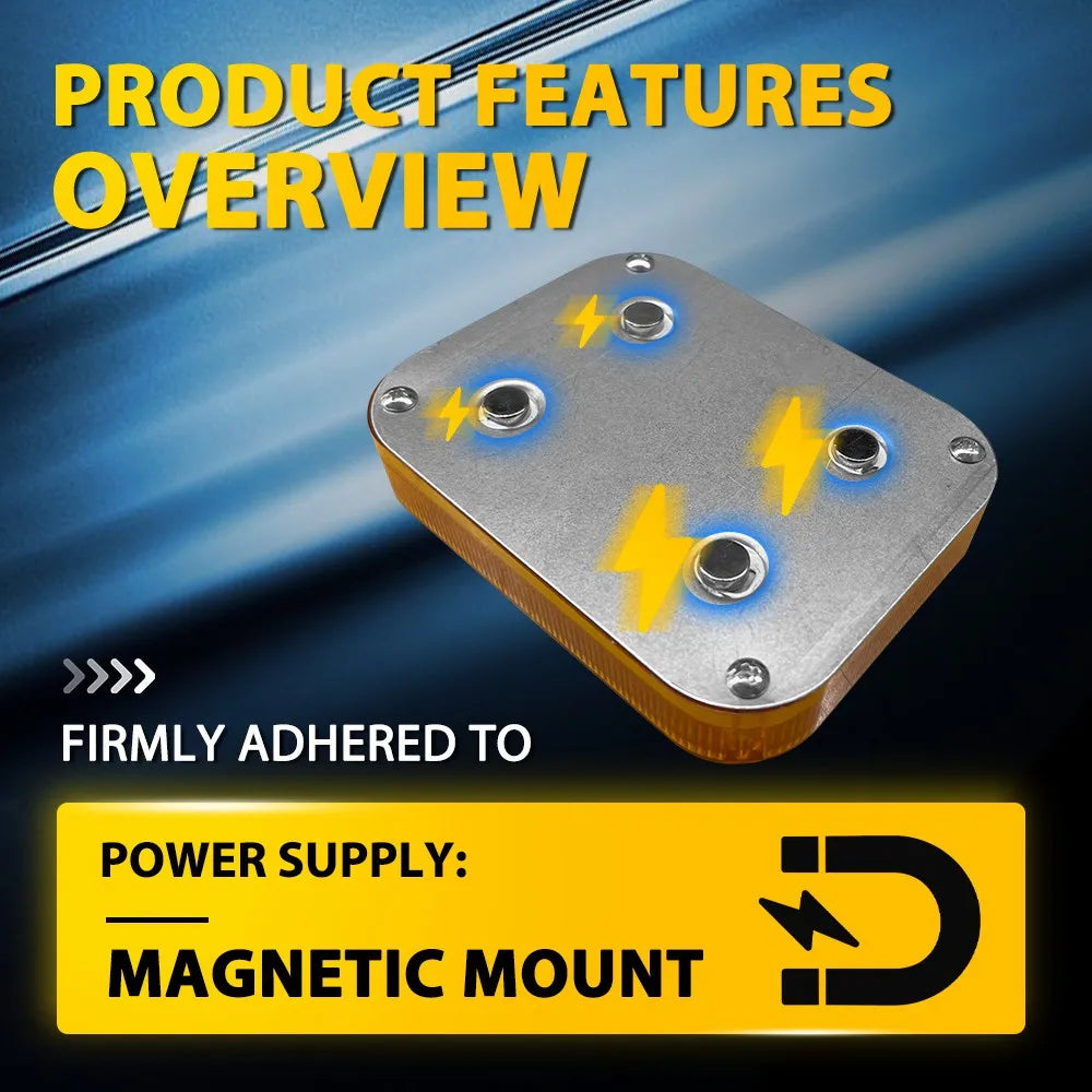 12-24v Amber Warning Strobe Flashing Magnetic Solar Energy