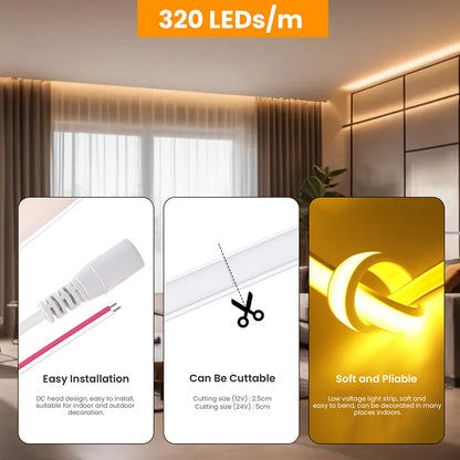 Dc 12V 24V Cob Strip Neon Dimmable 320LED M