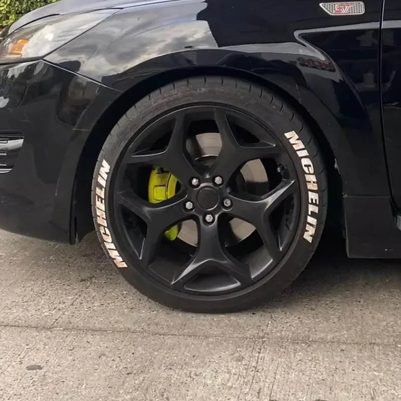 3D Rubber Custom Tyre Letterings Sticker 0.75 Inch Height