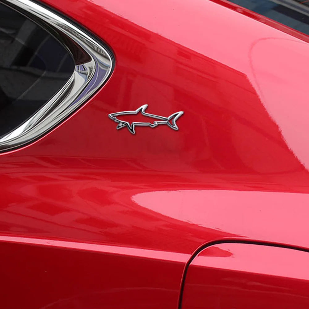 For Vehicle Shark Metal Bumper Sticker Creative Personality Body