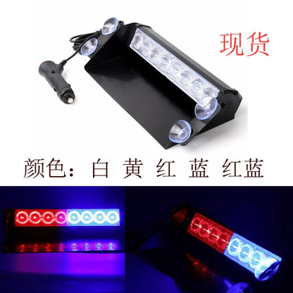 8LED Red Blue Strobe Warning Windshield Mount Emergency Flashing