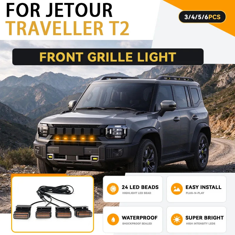 For Jetour Traveller T2 Front Grille 24LED Drl Daytime Running