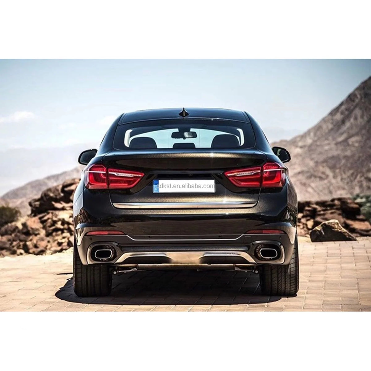 For BMW X6 F16 26style Rear Diffuser Silver Tail Pipe Bumper Kits