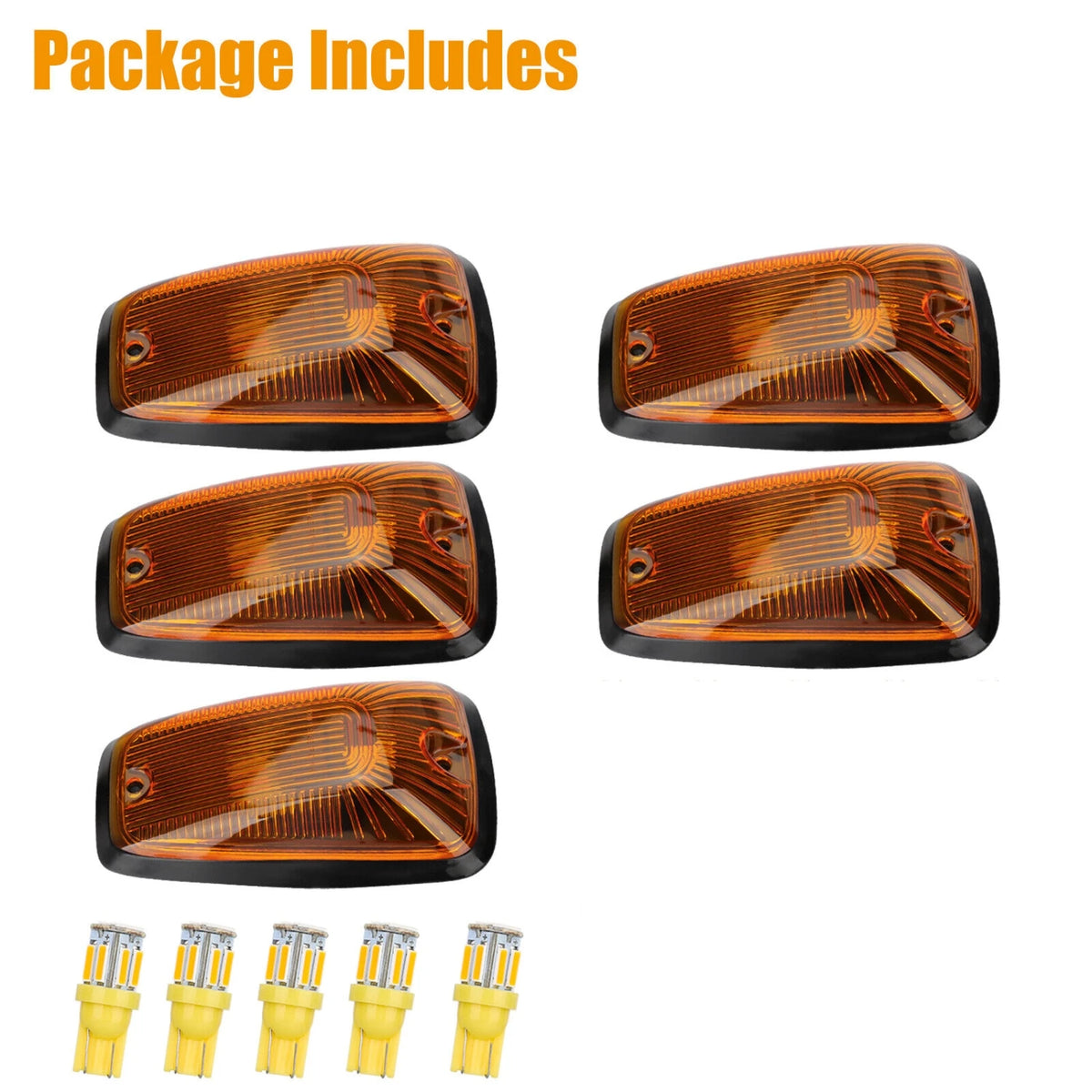 For 1988-2002 Chevy GMC Pickup 5PCS Amber Cab Marker Roof