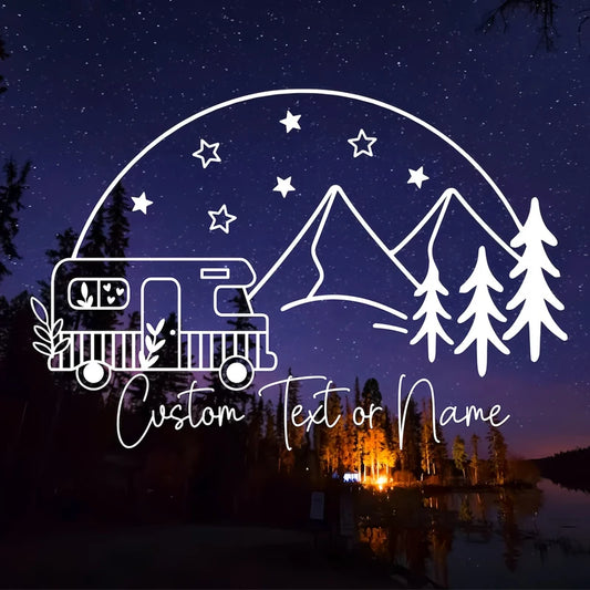 Camping Under Stars Happy Camper Sticker Boho Rv Outdoor
