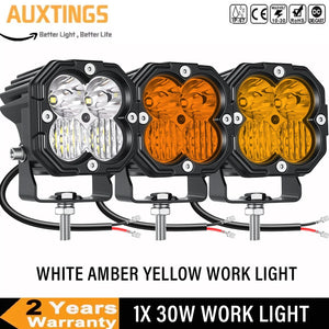 For Utv X 30W Amber Yellow White Colors Cube Pod Spot