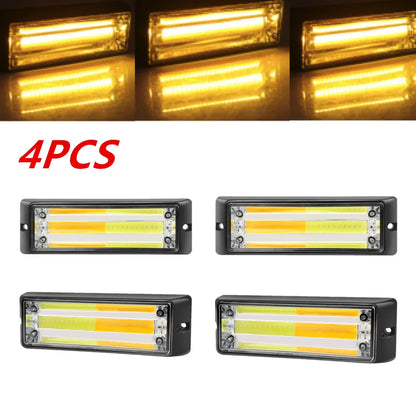 4PCS Cob Strobe Truck Flashing Emergency Warning 12V 24V
