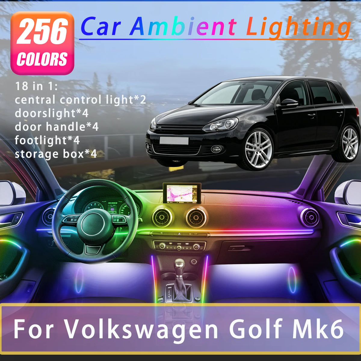 For Volkswagen Golf Mk 6 2008-2013 Years Interior Ambient Strips