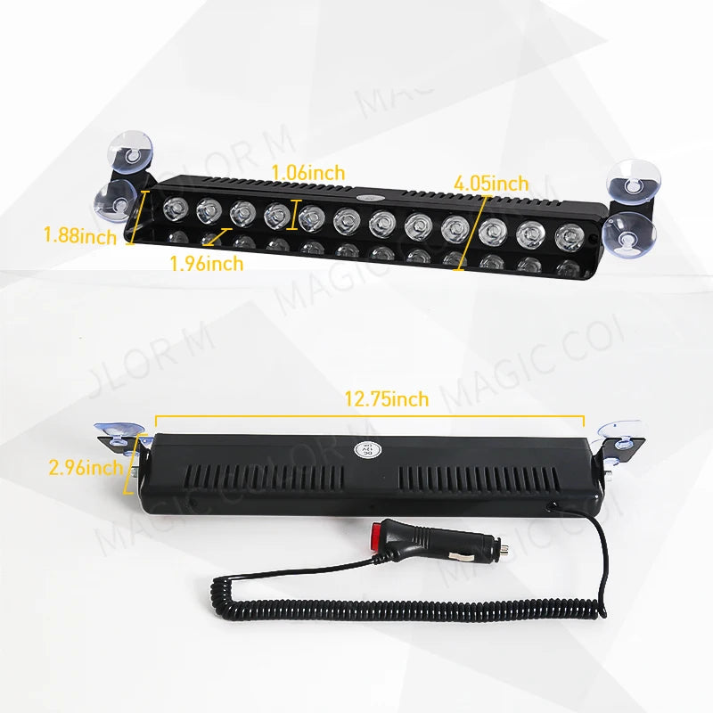 12 Strobe Front Warning Flash Parking Signal Windshield Yellow