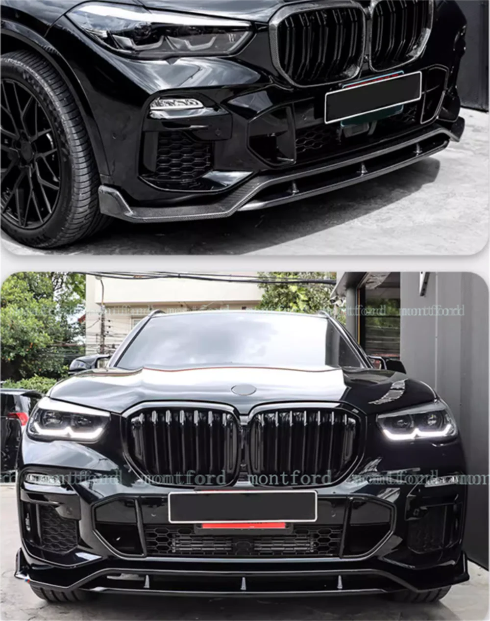 For BMW X5 G05 2018-2023 Black Aoro Kits Front Splitter Side