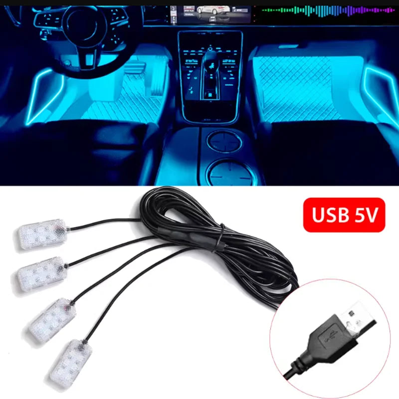 Foot Ambient USB Cigarette Lighter Backlight Music Control APP