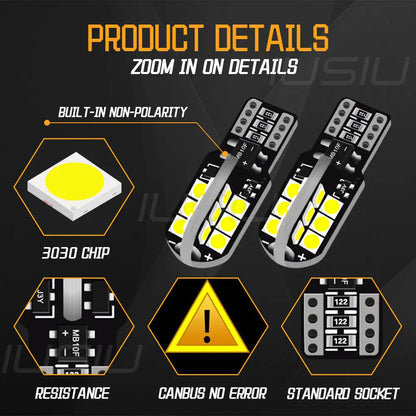 Iusiu 2PCS Canbus T10 W5W Super Bright 194 Bulb