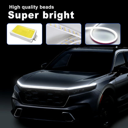 Car Accessories Lights Car Hood Strip Light Control Neon Strip Daytime Running Led Decoration Lamp Auto Headlights Water