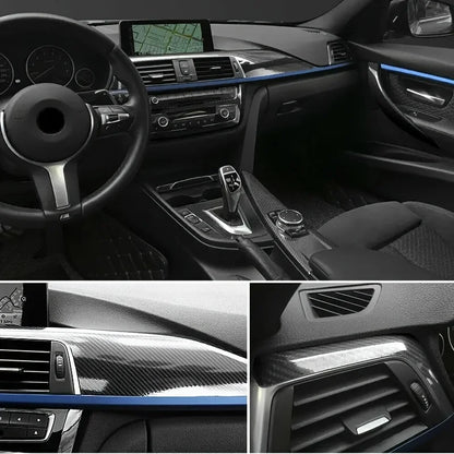 7D Carbon Fiber Film Interior Moulding Stickers Pu Leather