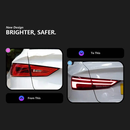 For Audi A3 S3 LED Taillights 2013-2019 Dynamic Signal Taillight