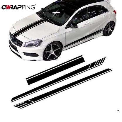 For BMW Mazda 2PCS Stickers Engine Hood Waist Sides Vinyl Wrap
