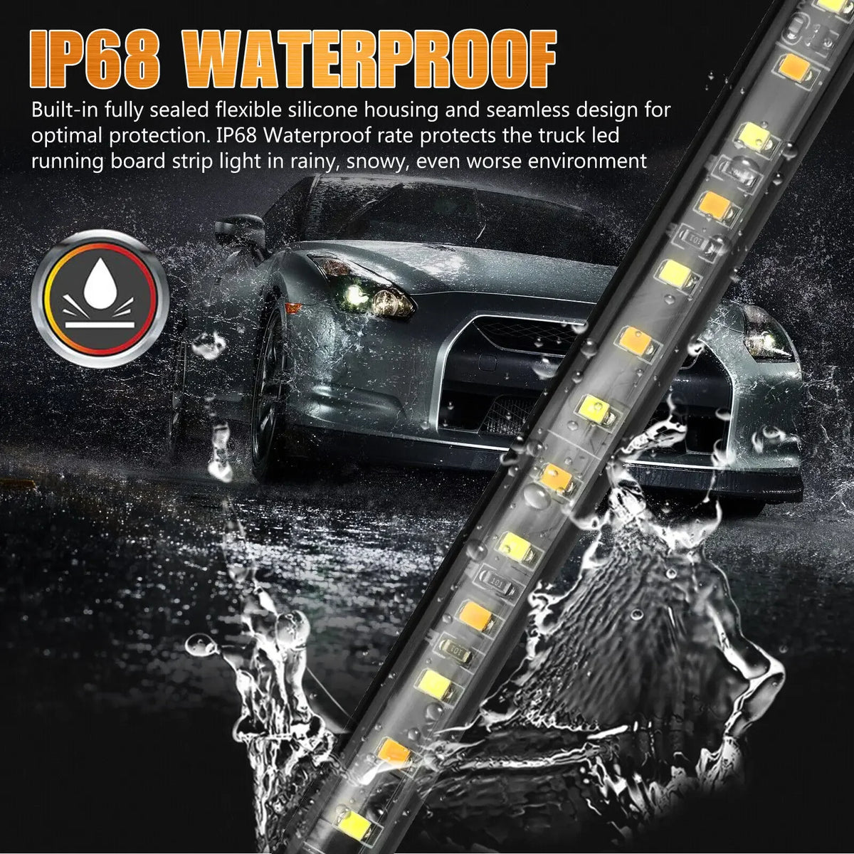 2X Running Board Drl Side Step Strip Bar White