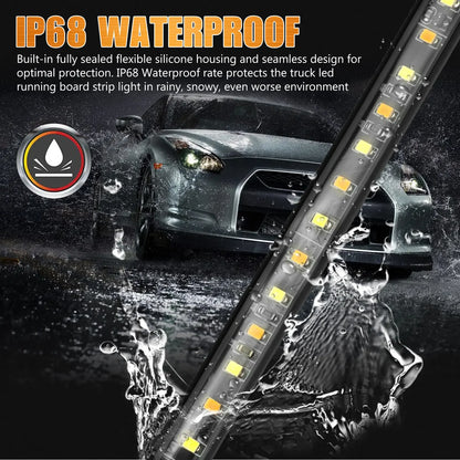 2X Running Board Drl Side Step Strip Bar White