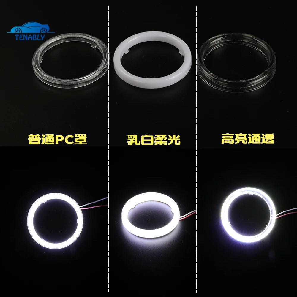 2PCS Cob Angel Eye White Motorcycle Headlight Circle Ring