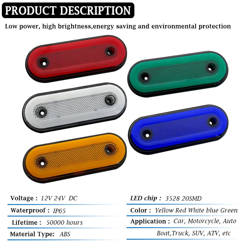 8PCS 12V 24V Side Front Rear Clearance Marker Parking