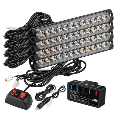 4PCS Strobe Kit In Wireless Control Warning Signal Grille