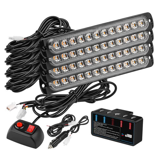 4PCS Strobe Kit In Wireless Control Warning Signal Grille