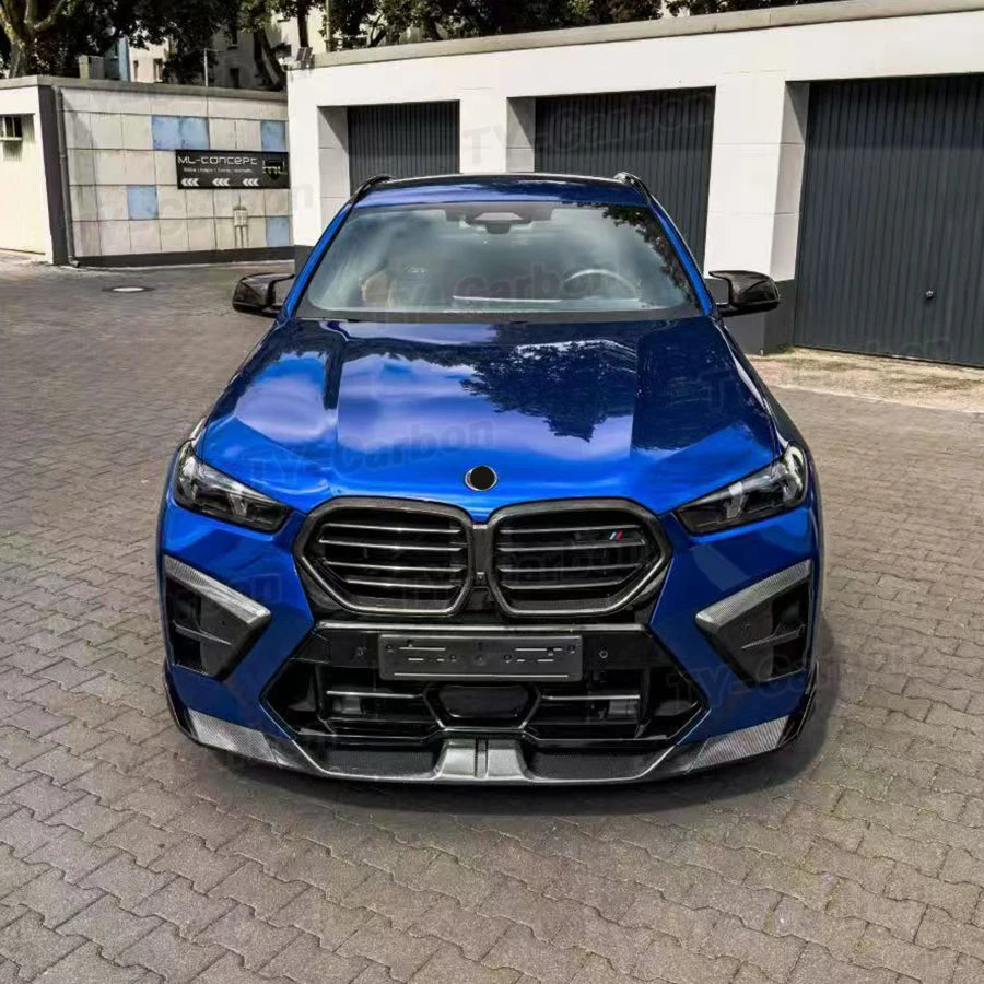 For BMW X6M F96 Lci 2024+ Dry Carbon Fiber Sq Front Lip Bumper