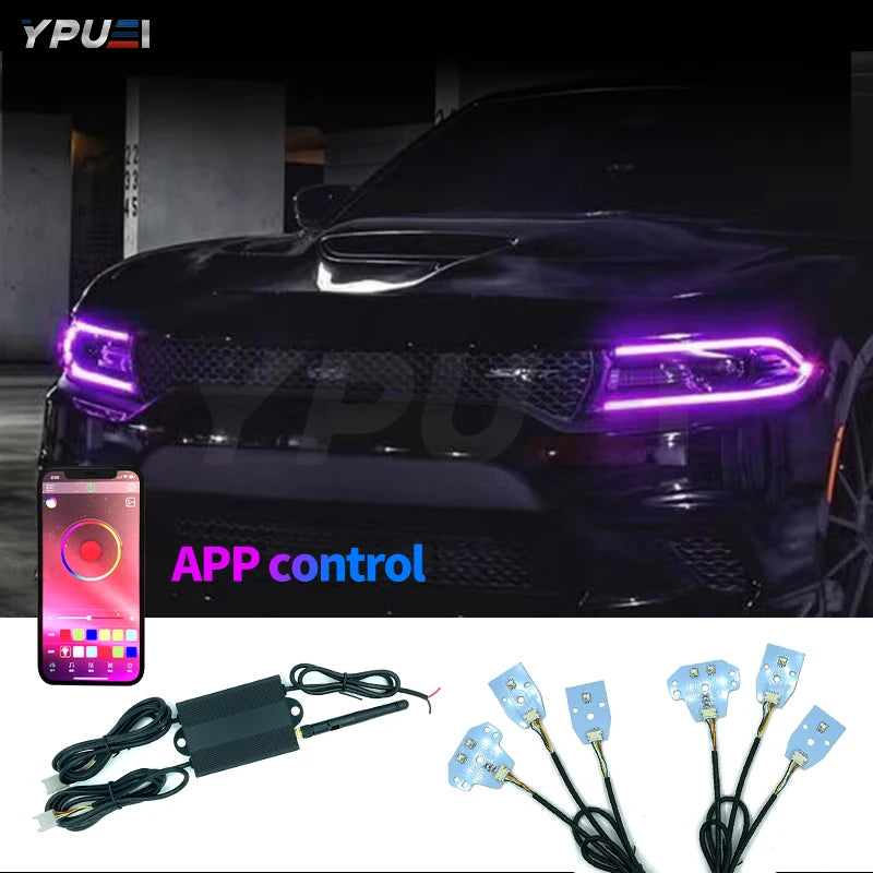 For 2015-up Dodge Charger Smartphone Remote Rgbw Multicolor