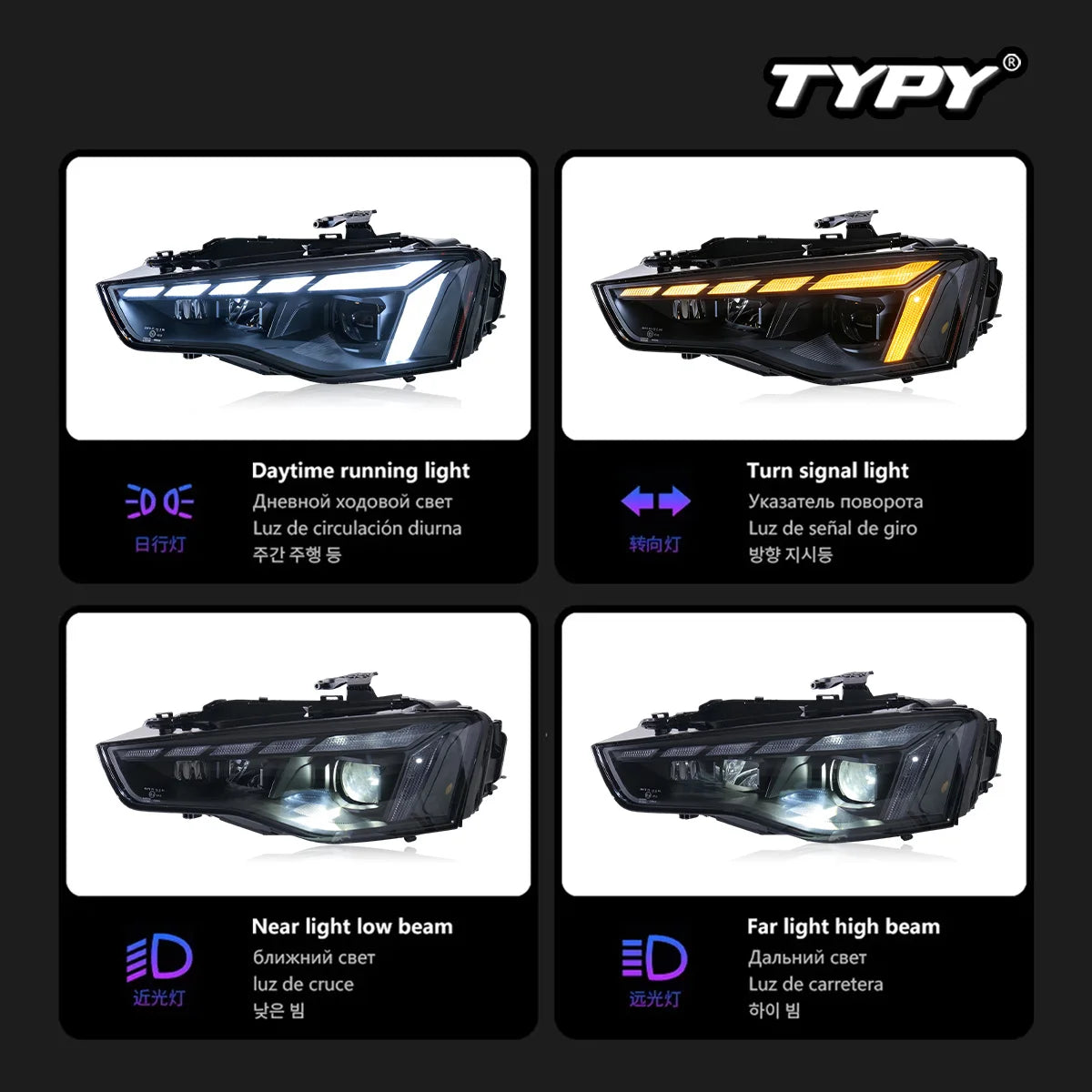 For Audi A5 Headlight 2012-2016 A5L Typy Headlight Head Drl
