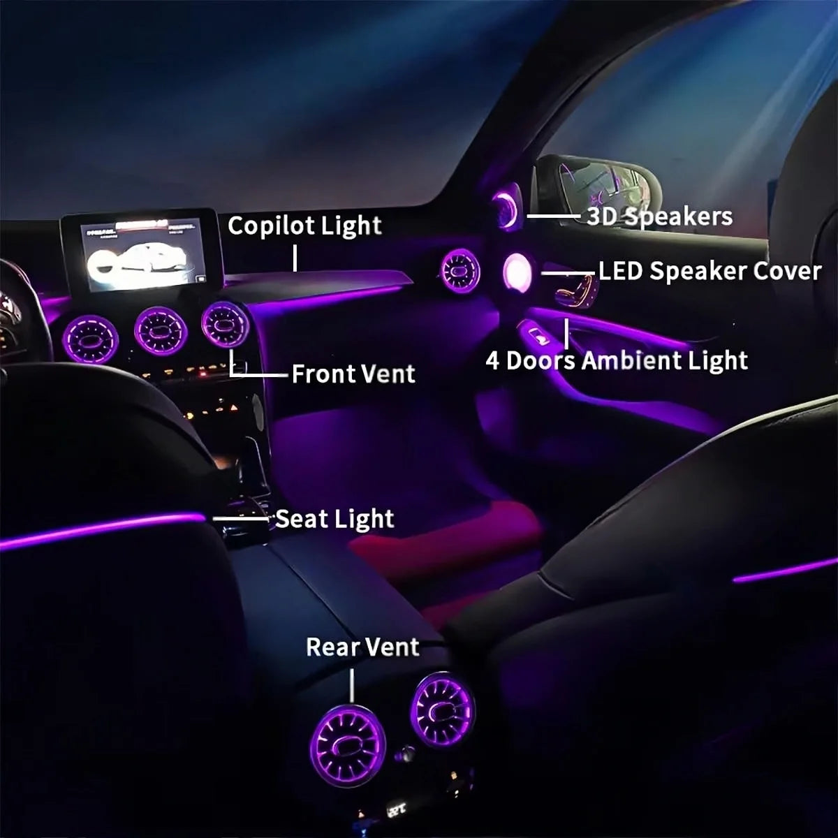 For Mercedes Benz W205 X253 Glc 12 Colors Ambient Coupe C43 C63S