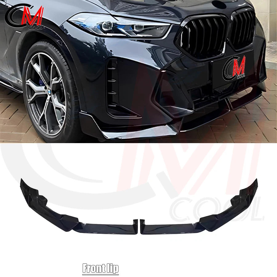 For BMW X6 G06 2023-2025 M Sport Bright Black Front Lip