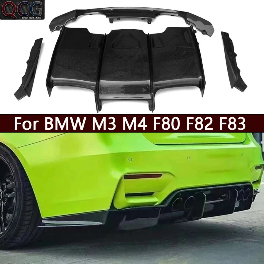 For BMW M3 M4 F80 F82 F83 Carbon Fiber Back Lip Rear Bumper