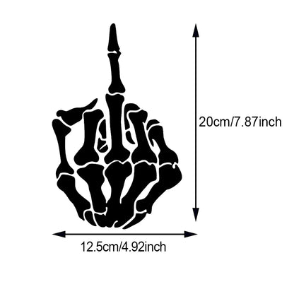 For Bumper Rear Window Skull Skeleton Bone Middle Finger