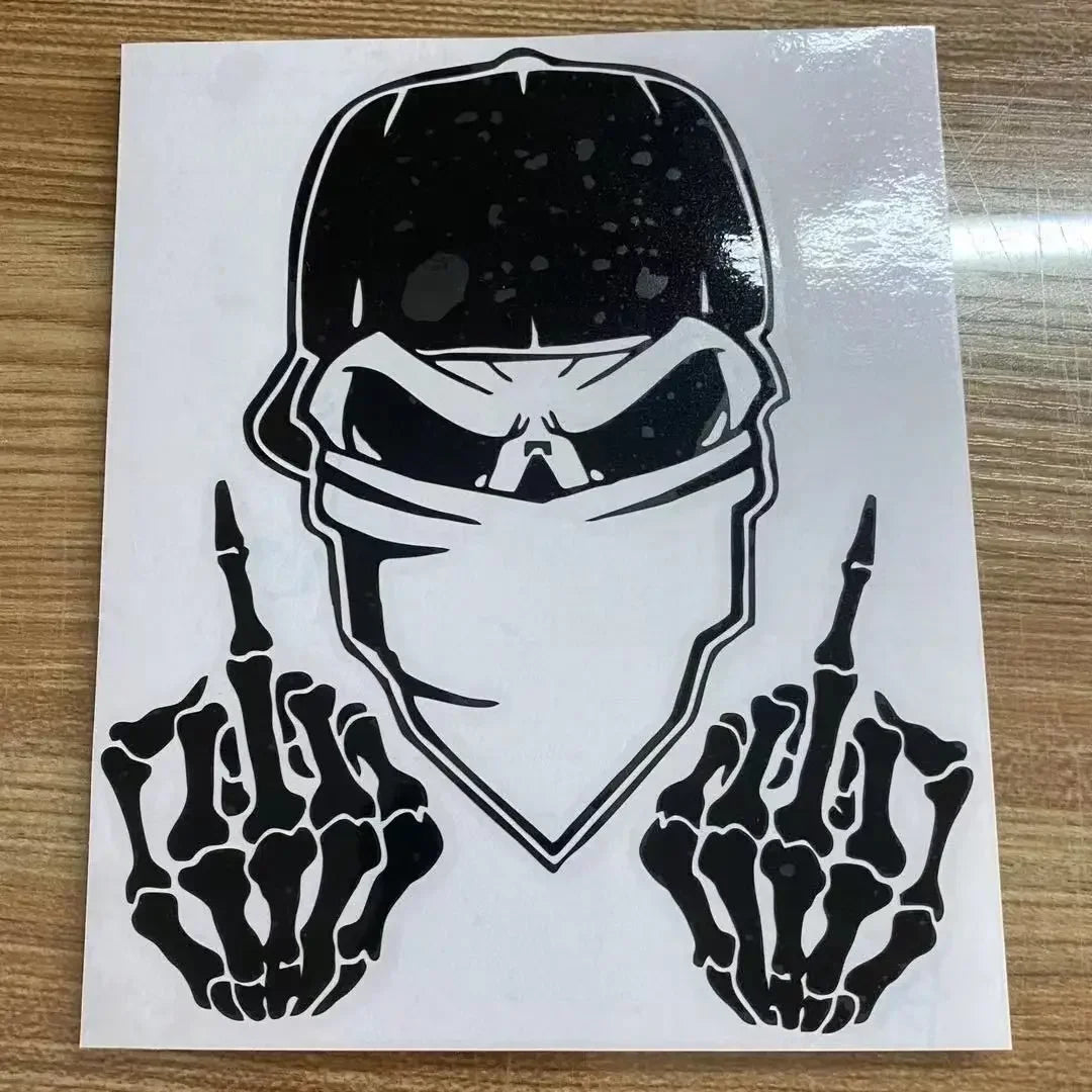 Sticker Window Decal Truck Outdoor Skull F U Middle