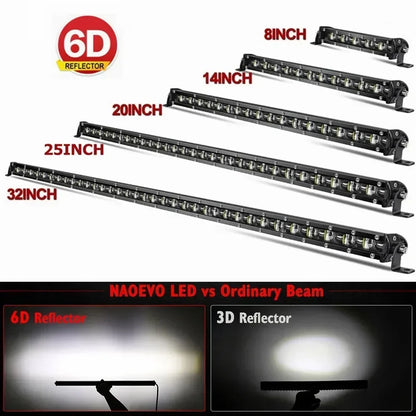 For Motorcycle 6D Ultra Strip Bar Inch Driving Fog Work 4X4