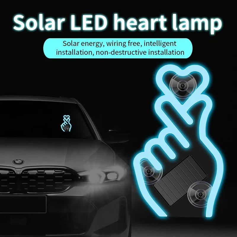 3.7v USB Solar Powered no-wire Heart Neon Signal Windshield