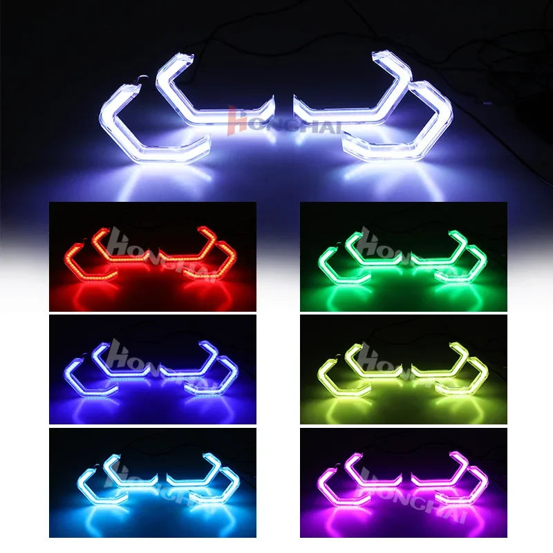 For E90 E81 E87 F30 E53 4PCS Angel Eyes Headlight Halo Rings RGB