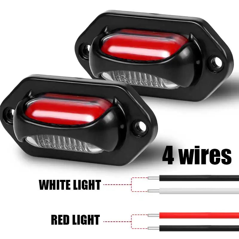 10PCS 12V 24V License Plate White Red Side Marker