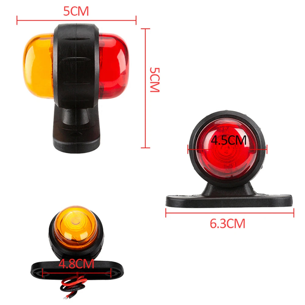 2PCS Truck Side Marker Outline 12V 24V Red Amber