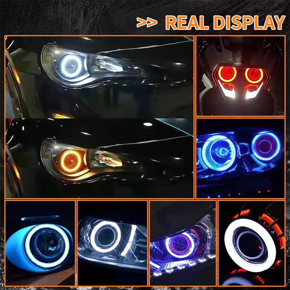 2pcs Led RGB Angel Eyes Lights Halo Rings With Turn Signal Lighting DRL App Bluetooth Control For Car Motorcycle Headlig