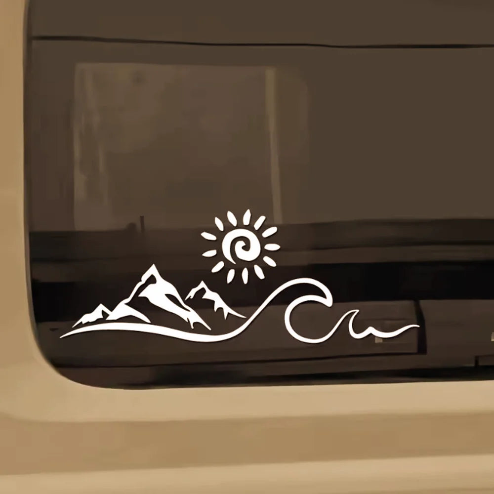 For Rv Nature Inspired Mountain Ocean Sun Vinyl Decals