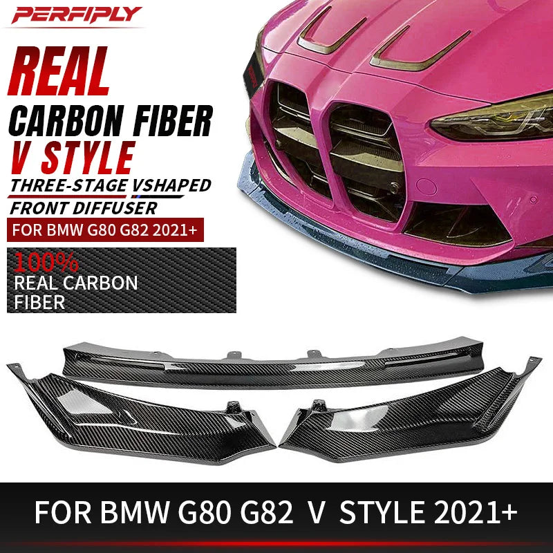 For BMW G80 G81 G82 G83 Real Dry Carbon Fiber Front Lip Splitter